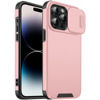 Matt tok csúsztatható kamerafedéllel iPhone 14 Pro készülékhez - rózsaszín