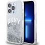 DKNY Liquid Glitter Arch Logo tok iPhone 14 Pro Max készülékhez - ezüst