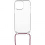 FIXED Pure Neck átlátszó tok zsinórral iPhone 13 Pro készülékhez - rózsaszín