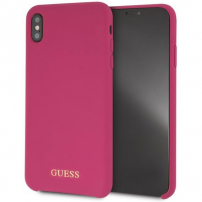 Guess Silicone Gold Logo Case tok iPhone XS Max - rózsazszín