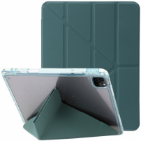 Átlátszó hátlappal és origami állvánnyal ellátott tok iPad Pro 13" (2024/2025) készülékhez - petróleumkék