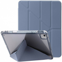Átlátszó hátlappal és origami állvánnyal ellátott tok iPad Air 11" (2024-2026) készülékhez - szürkéskék