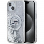 Karl Lagerfeld Folyékony csillogó Karl és Choupette fejvédő MagSafe-el* iPhone 15-höz - ezüst