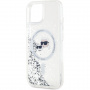 Karl Lagerfeld Folyékony csillogó Karl és Choupette fejvédő MagSafe-el* iPhone 15-höz - ezüst