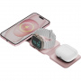 ENERGEA GoMag Trio Plus 3 az 1-ben MagSafe vezeték nélküli töltő iPhone-hoz / Apple Óra / AirPods - rózsaszín