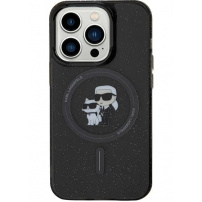Karl Lagerfeld IML Glitter Karl és Choupette csillogó borító MagSafe-el* iPhone 15 Pro Max készülékhez - fekete