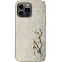 Karl Lagerfeld Ráncos Signature Logo fém borítás iPhone 14 Pro Max telefonhoz - arany