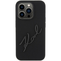 Karl Lagerfeld Karl Script Logo szilikon borítás iPhone 15 Pro-hoz - fekete