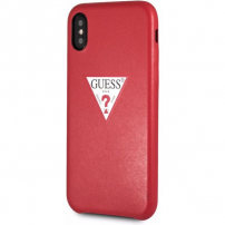 Guess PU Leather Case Triangle tok iPhone XS Max - piros