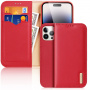 DUX DUCIS Hivo bőr flip tok iPhone 15 Pro Max telefonhoz - piros