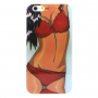 Védő tok / borító átlátszó területet kerettel - Apple iPhone 6S / 6 - fekete hajú sexy lány 