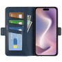 PU bőr flip tok iPhone 16 Plus telefonhoz - sötétkék