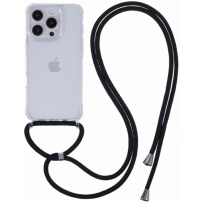 Átlátszó borító zsinórral iPhone 16 Pro Max készülékhez - fekete