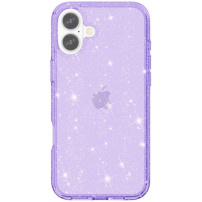Átlátszó borító csillámmal iPhone 16 Plus-hoz - lila