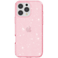 Átlátszó borító csillámmal iPhone 16 Pro-hoz - rózsaszín