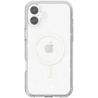 Átlátszó borító csillámmal és MagSafe iPhone 16-hoz - ezüst
