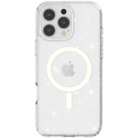 Átlátszó csillogó borítás MagSafe iPhone 16 Pro Max készülékhez - ezüst