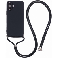 Zsinórral ellátott védőtok iPhone 16-hoz - fekete