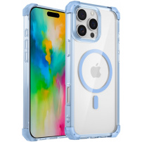 Átlátszó borító színes kerettel és MagSafe iPhone 16 Pro Max készülékhez - kék
