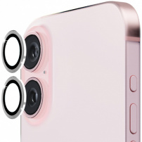 ENKAY Edzett üveg fém kerettel az iPhone 16/16 Plus hátsó kamera lencséinek védelmére - ezüst