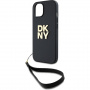 DKNY Stack logó borító szíjjal iPhone 14-hez - fekete