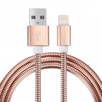 Szinkronizáló és töltő lightning kábel fémes zsinórral - iPhone / iPad / iPod - rose gold