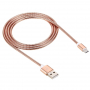 Szinkronizáló és töltő lightning kábel fémes zsinórral - iPhone / iPad / iPod - rose gold