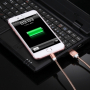 Szinkronizáló és töltő lightning kábel fémes zsinórral - iPhone / iPad / iPod - rose gold