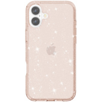Átlátszó borító csillámmal iPhone 16 Plus-hoz - rózsaszín arany