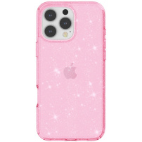 Átlátszó borító csillámmal iPhone 16 Pro Max telefonhoz - rózsaszín