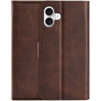 PU bőr flip tok iPhone 16-hoz - barna