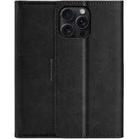 PU bőr flip tok iPhone 16 Pro Max telefonhoz - fekete
