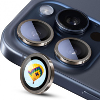 ENKAY Edzett üveg fém kerettel a hátsó kamera lencséinek védelmére iPhone 16 Pro / 16 Pro Max készülékekhez - barna