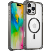Átlátszó borító színes kerettel és MagSafe iPhone 16 Pro készülékhez - szürke