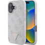 Guess 4G Strass Triangle fém logó borító iPhone 16-hoz - rózsaszín