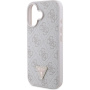 Guess 4G Strass Triangle fém logó borító iPhone 16-hoz - rózsaszín