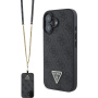 Guess 4G strassz háromszög fém logós tok szíjjal iPhone 16-hoz - szürke