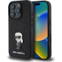 Karl Lagerfeld Fix Glitter Metal Ikonik csillogó borítás iPhone 16 Pro telefonhoz - fekete