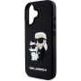 Karl Lagerfeld 3D gumis Karl és Choupette borító iPhone 16 Plus készülékhez - fekete