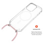 FIXED MagPure Neck átlátszó tok nyakpánttal és MagSafe támogatással iPhone 16 Pro készülékhez - rózsaszín