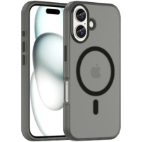 Matt áttetsző burkolat MagSafe jelzéssel iPhone 16 Plus készülékhez - szürke