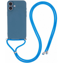 Védőtok zsinórral iPhone 16-hoz - kék