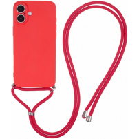 Védőtok zsinórral iPhone 16 Plus-hoz - piros