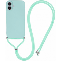 Védőtok zsinórral iPhone 16 Plus-hoz - ciánkék