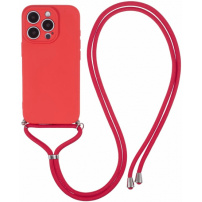 Védőtok zsinórral iPhone 16 Pro-hoz - piros