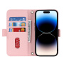 Pénztárca-stílusú flip tok szíjjal iPhone 15 Pro készülékhez - rózsaszín