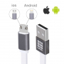 HAWEEL szinkronizáló és töltő kábel kettős 2in1 USB-A / Lightning / micro USB konnektorral - Apple és egyéb eszközök - 1 m - fehér