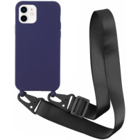 Matt borító állítható pánttal iPhone 11-hez - sötétkék