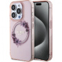 Guess Flowers Ring fényes logóborító MagSafe-el* iPhone 16 Pro készülékhez - rózsaszín