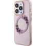 Guess Flowers Ring fényes logóborító MagSafe-el* iPhone 16 Pro Max készülékhez - rózsaszín